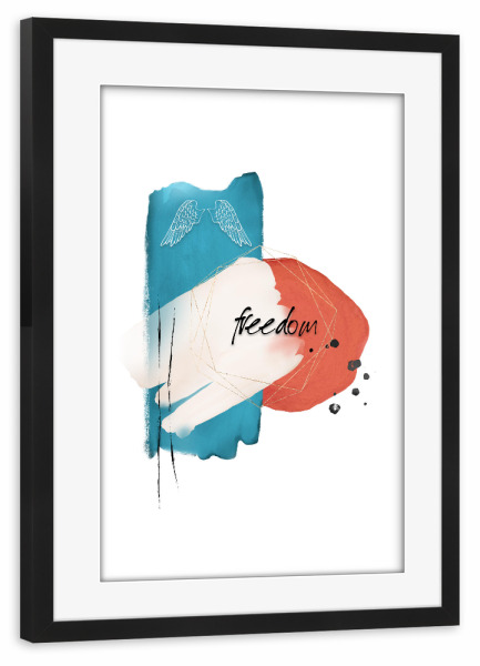 Poster mit Rahmen schwarz "Freedom zen art" artboxONE - Typografie,Abstrakt,Geometrie