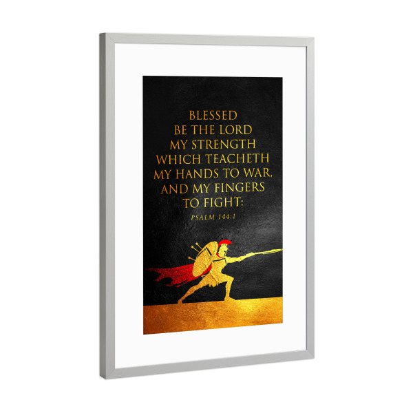 Poster mit Rahmen Silber "Psalm 144:1" artboxONE - Typografie,Männer