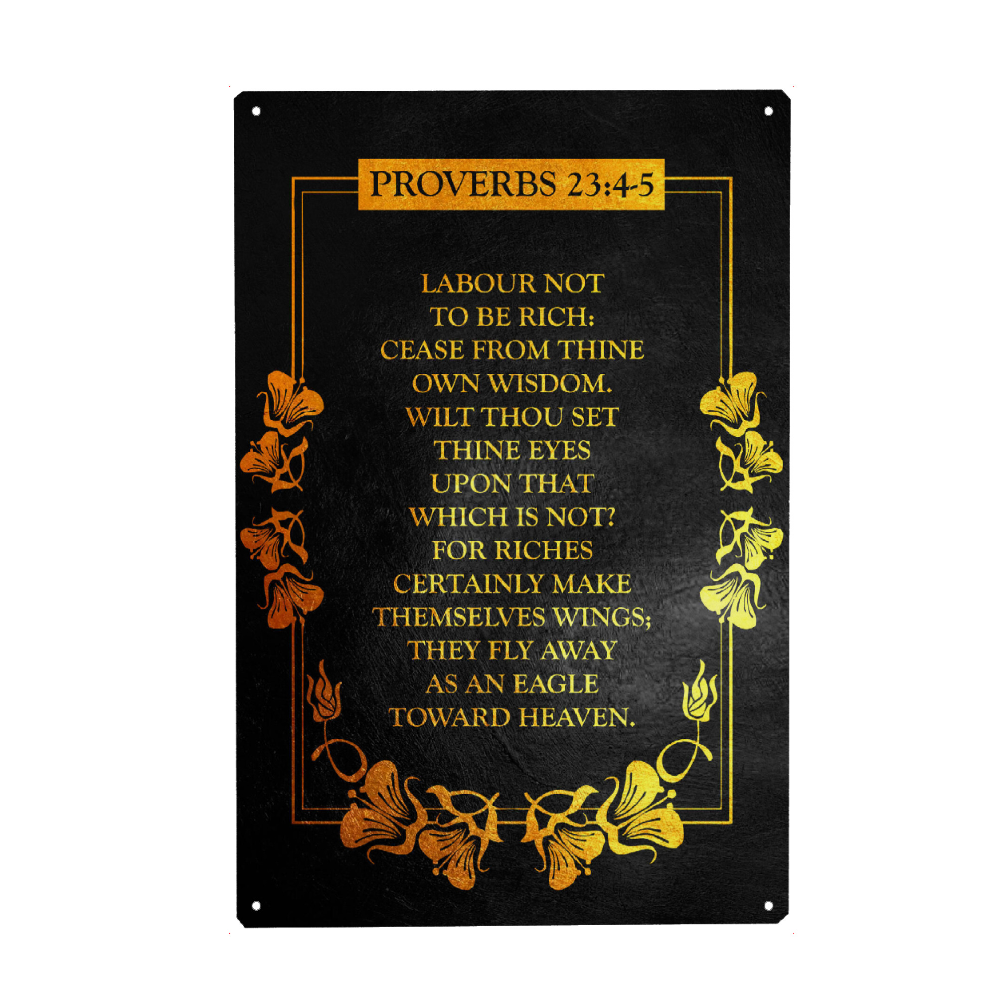 Metall Poster "Proverbs 23:4-5" artboxONE - Typografie