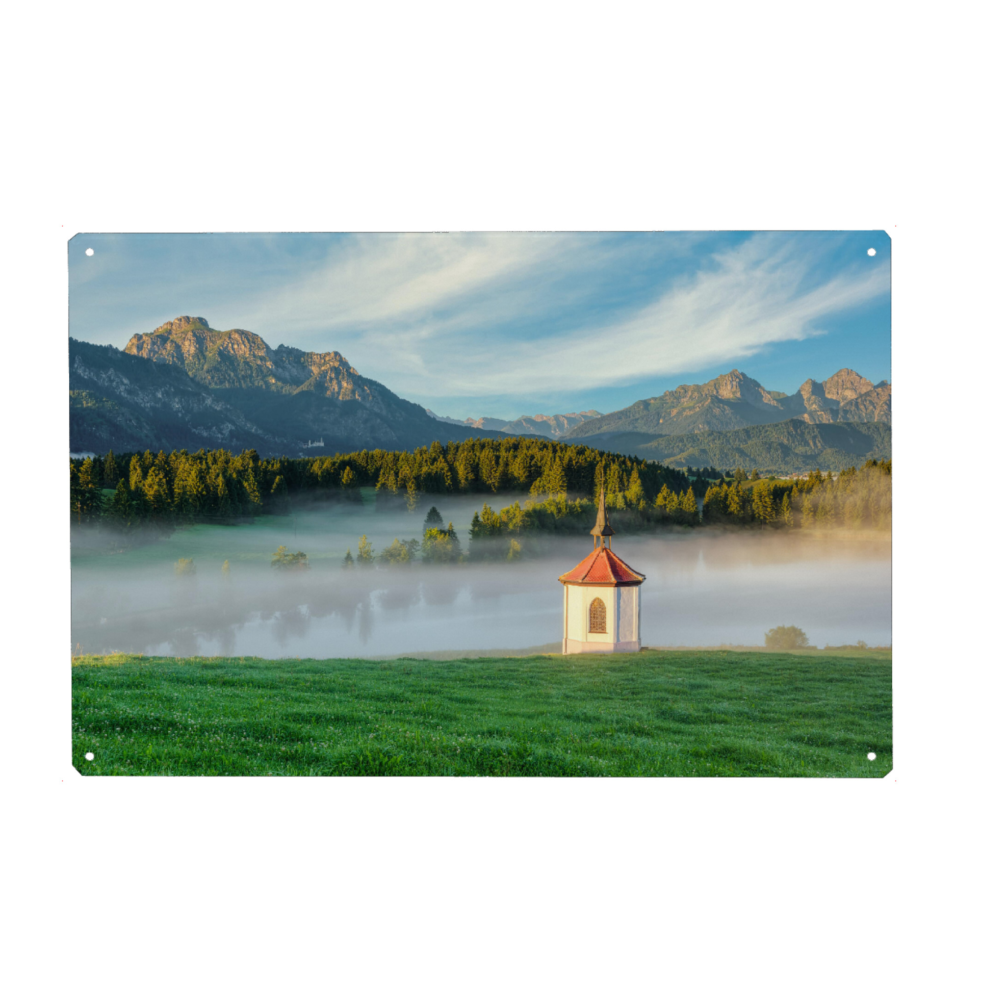Metall Poster "Kapelle am Hergratsrieder See" artboxONE - Natur,Reise