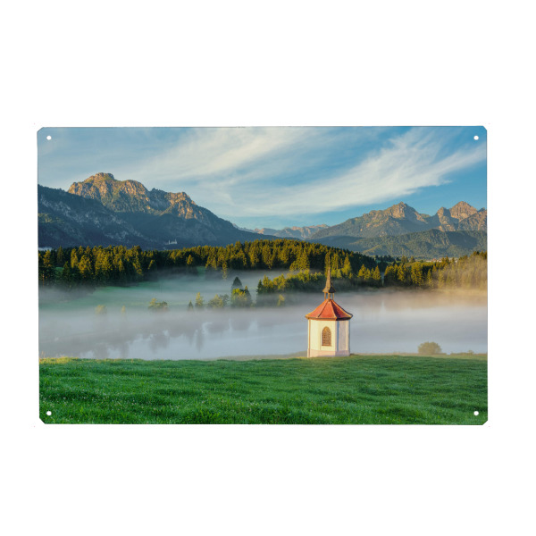 Holzbild "Kapelle am Hergratsrieder See" artboxONE - Natur,Reise