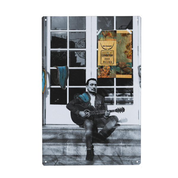 Holzbild "Dali, guitar music outdoors" artboxONE - Menschen,Musik