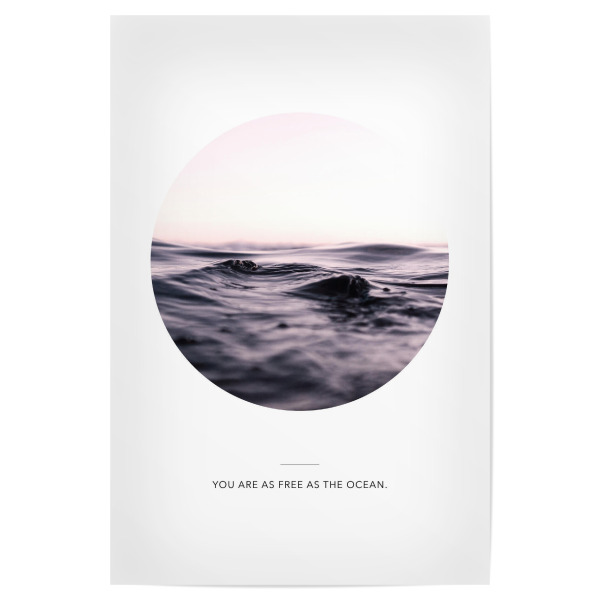 Poster 30x20 cm "Ozean – As free as the ocean" artboxONE - Typografie,Natur,Geometrie,Reise / Strand und Meer,Unterwasser