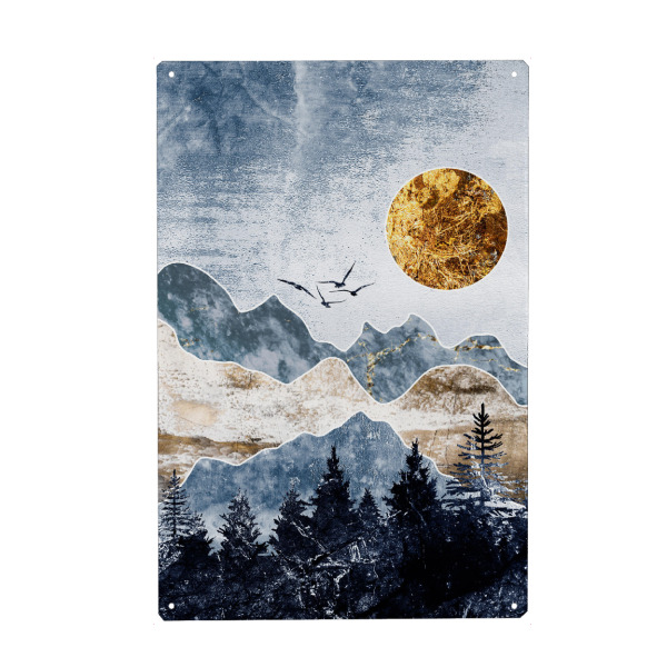 Metall Poster "Forest & Mountains (matart)" artboxONE - Natur,Tiere,Abstrakt