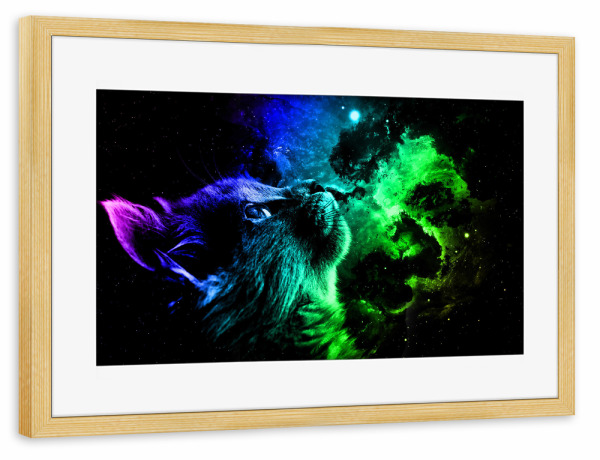 Poster mit Rahmen kiefer "Cat Galaxy" artboxONE - Natur,Tiere,Galaxy