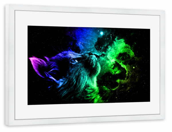 Poster mit Rahmen weiß "Cat Galaxy" artboxONE - Natur,Tiere,Galaxy