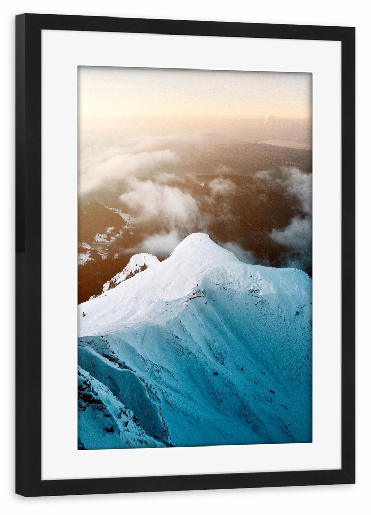 Poster mit Rahmen schwarz "Pilatus-Kulm im Sonnenuntergang" artboxONE - Natur