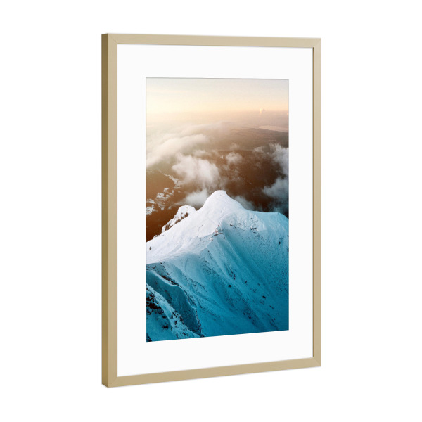 Poster mit Rahmen Gold "Pilatus-Kulm im Sonnenuntergang" artboxONE - Natur