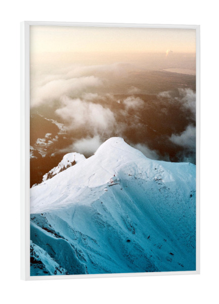 Poster mit weißem Rahmen "Pilatus-Kulm im Sonnenuntergang" artboxONE - Natur