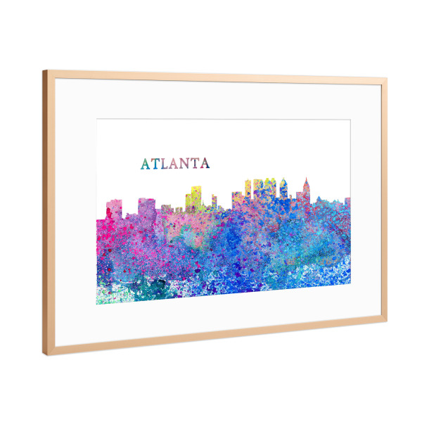 Poster mit Rahmen Kupfer "Atlanta Georgia Skyline Silhouette" artboxONE - Städte,Reise