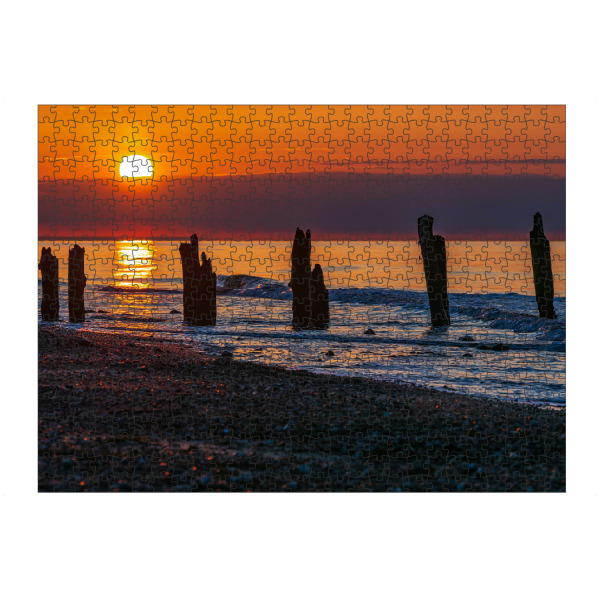 artboxONE Puzzle "Buhnen im Sonnenuntergang" artboxONE - Natur,Reise,Reise / Strand und Meer