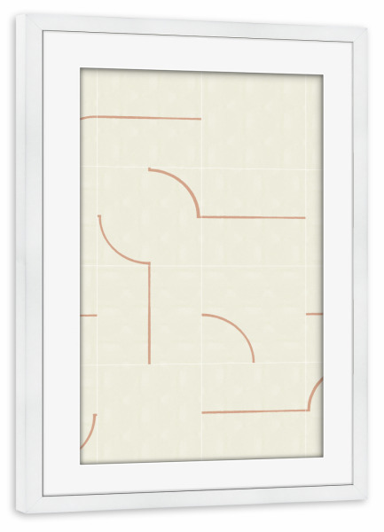 Poster mit Rahmen weiß "Minimal Wall Tiles Third" artboxONE - Abstrakt - Tiles,Pattern,Minimalist,Abstract,Abstrakt,Boho,Beige