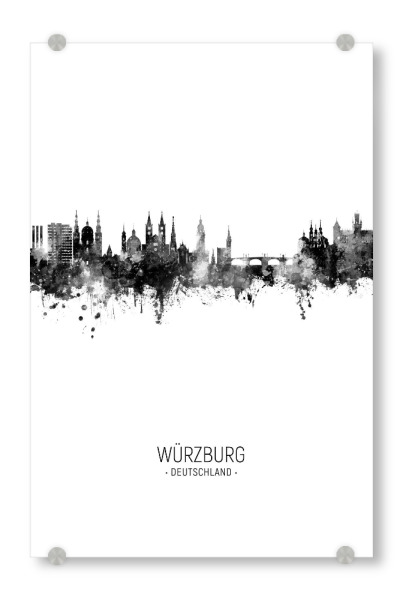 Acrylglasbild "Würzburg Germany Skyline BW" artboxONE - Städte