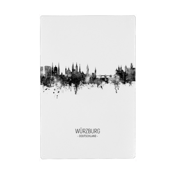 Holzbild "Würzburg Germany Skyline BW" artboxONE - Städte