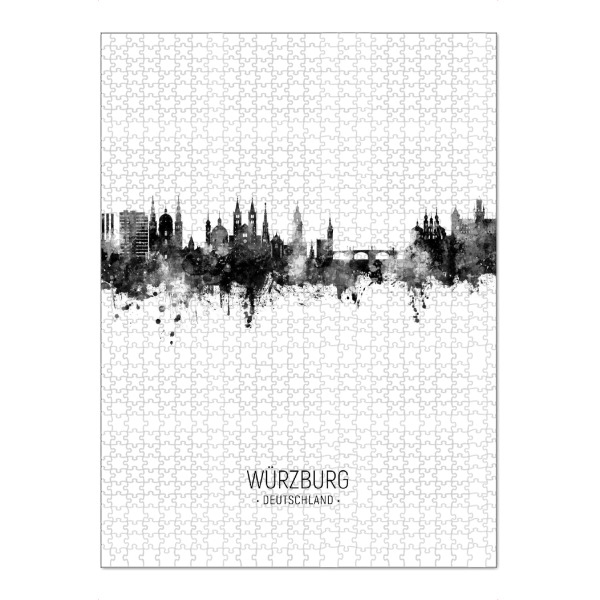 Puzzle Ravensburger "Würzburg Germany Skyline BW" artboxONE - Städte