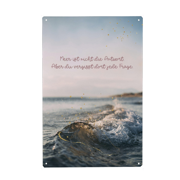 Holzbild "Meer ist nicht die Antwort" artboxONE - Typografie,Natur,Reise,Reise / Strand und Meer