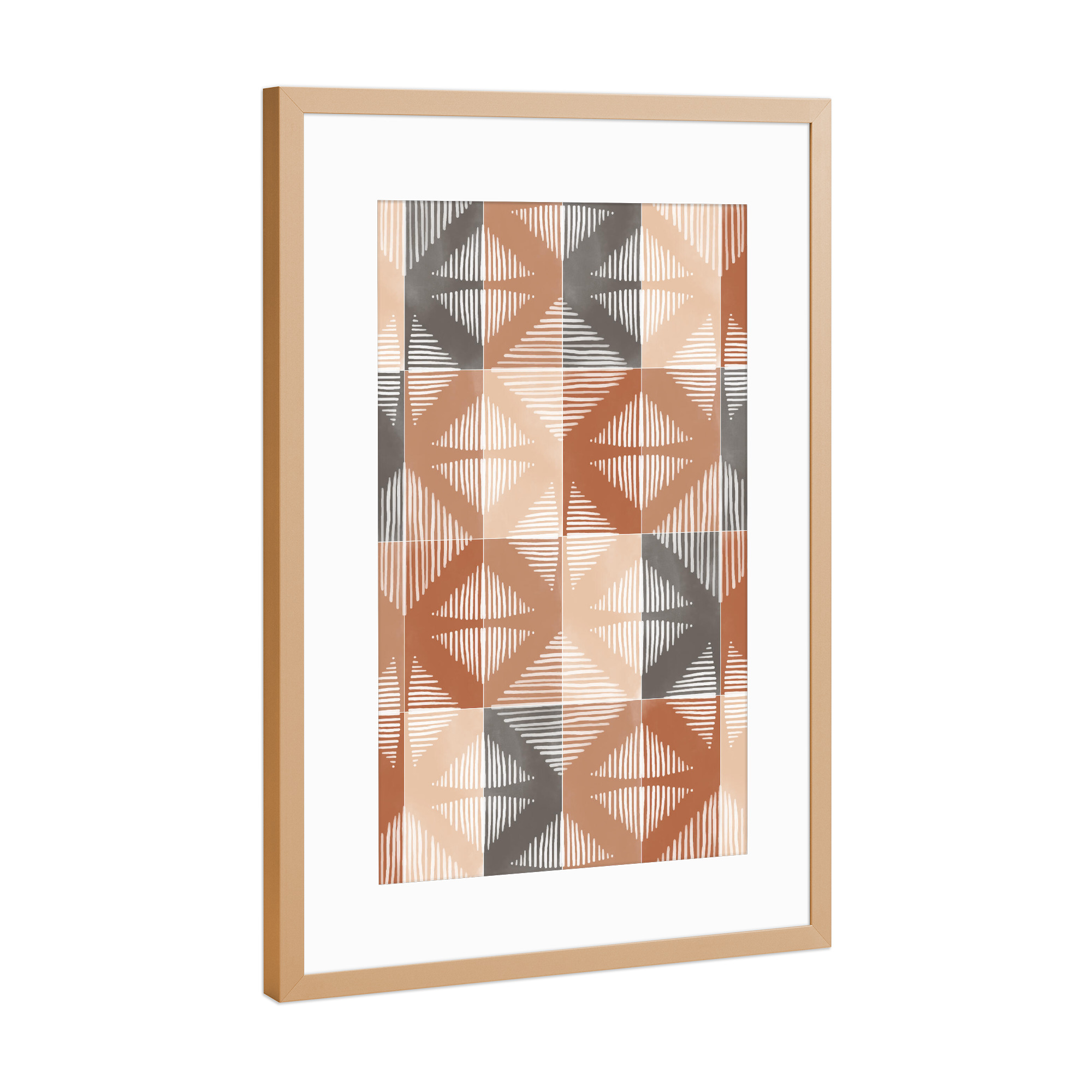 Poster mit Rahmen Kupfer "Mudcloth Tiles First" artboxONE - Abstrakt,Geometrie - Earth tones,Ethnic,Geometrie,Goemetry,Formen,Forms,Abstract,Abstrakt