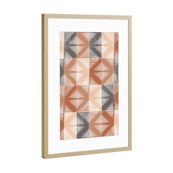 Poster mit Rahmen Gold "Mudcloth Tiles First" artboxONE - Abstrakt,Geometrie - Earth tones,Ethnic,Geometrie,Goemetry,Formen,Forms,Abstract,Abstrakt