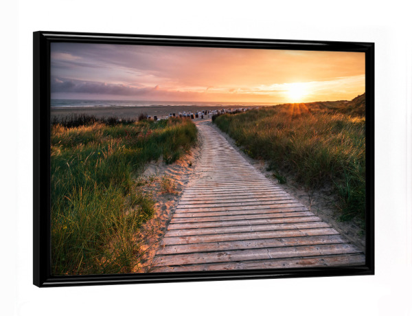 Poster mit schwarzem Rahmen "Sonnenaufgang am Nordseestrand" artboxONE - Natur,Reise,Reise / Strand und Meer