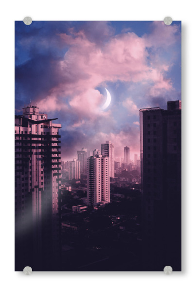 Acrylglasbild "Purple Town" artboxONE - Städte,Architektur