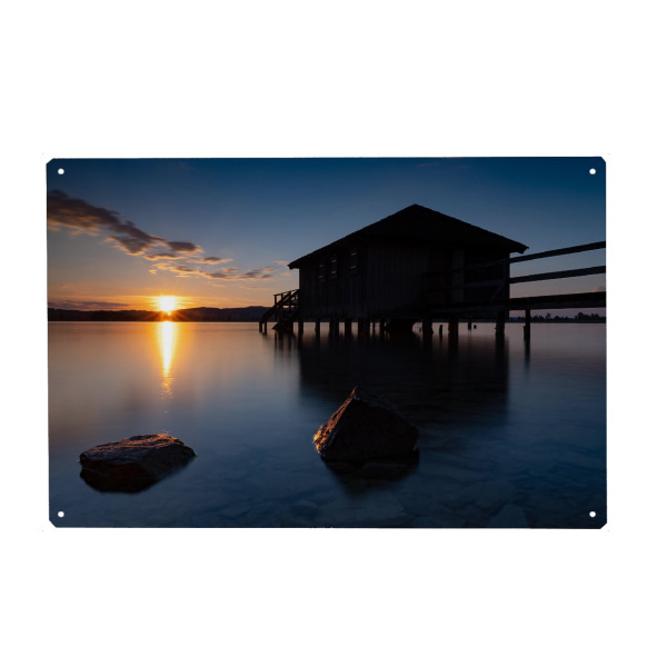 Holzbild "Sonnenuntergang am Kochelsee" artboxONE - Natur,Architektur