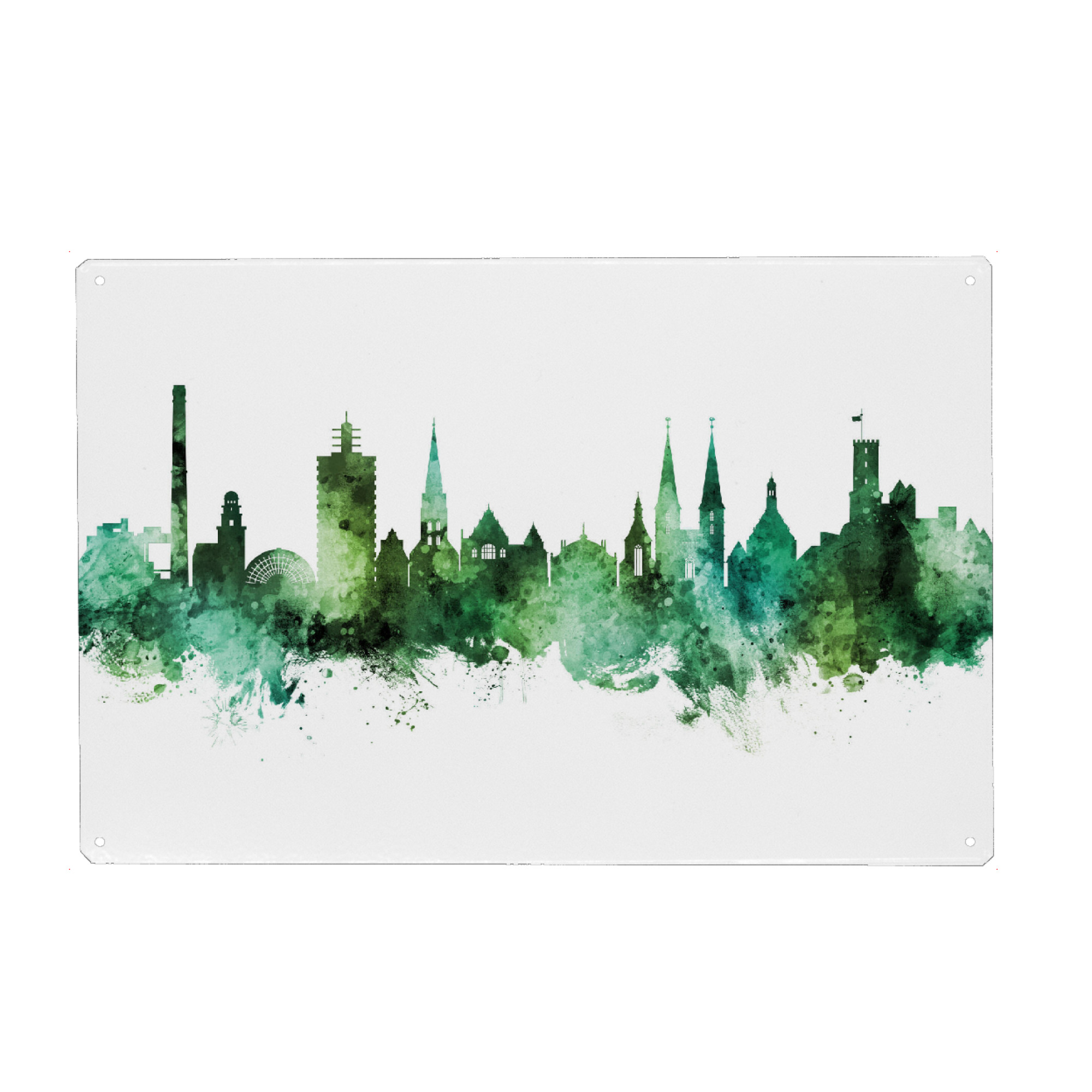 Metall Poster "Bielefeld Germany Skyline Green" artboxONE - Städte