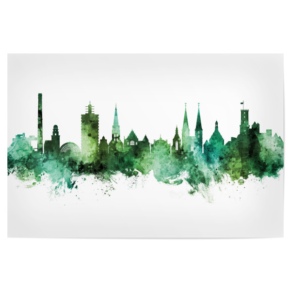 Poster "Bielefeld Germany Skyline Green" artboxONE - Städte