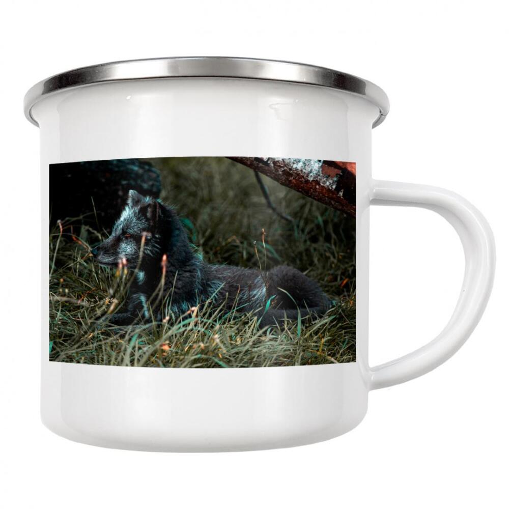 Emaille Tasse "Neugieriger Polarfuchs" artboxONE - Natur,Reise,Tiere,Reise / Länder