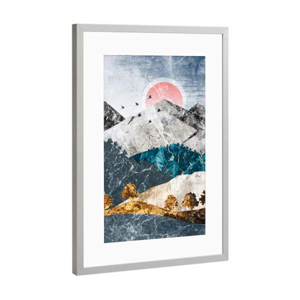 Poster mit Rahmen Silber "Sunrise obove the hills (matart)" artboxONE - Natur,Abstrakt