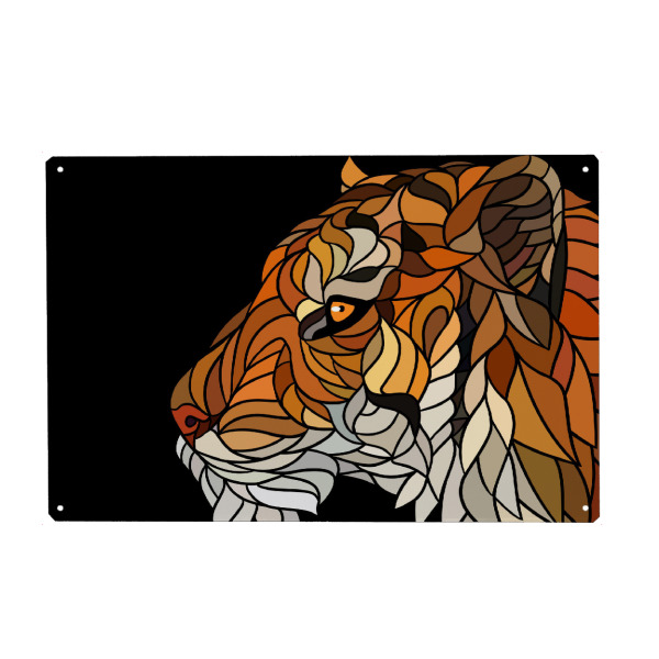 Metall Poster "Lines Tiger" artboxONE - Tiere,Abstrakt,Geometrie - Tiger,Lines,Cat,Predator,Abstract,Abstrakt,Animal,Tier,Geometrie,Geometry,Portrait