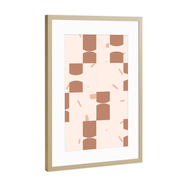 Poster mit Rahmen Gold "Earthy Tiles Second" artboxONE - Abstrakt,Geometrie