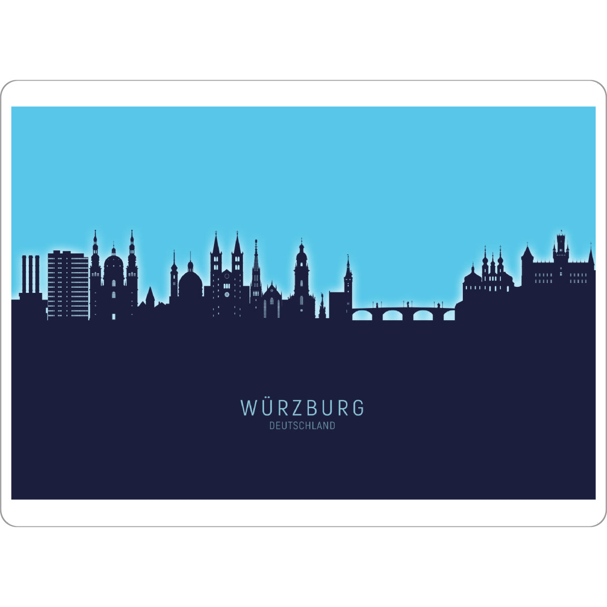Tischset "Würzburg Skyline Glow Blue" artboxONE - Städte