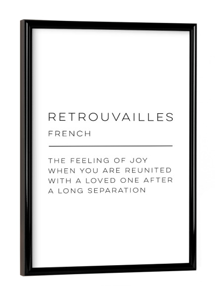 Poster mit schwarzem Rahmen "Retrouvailles Definition" artboxONE - Typografie
