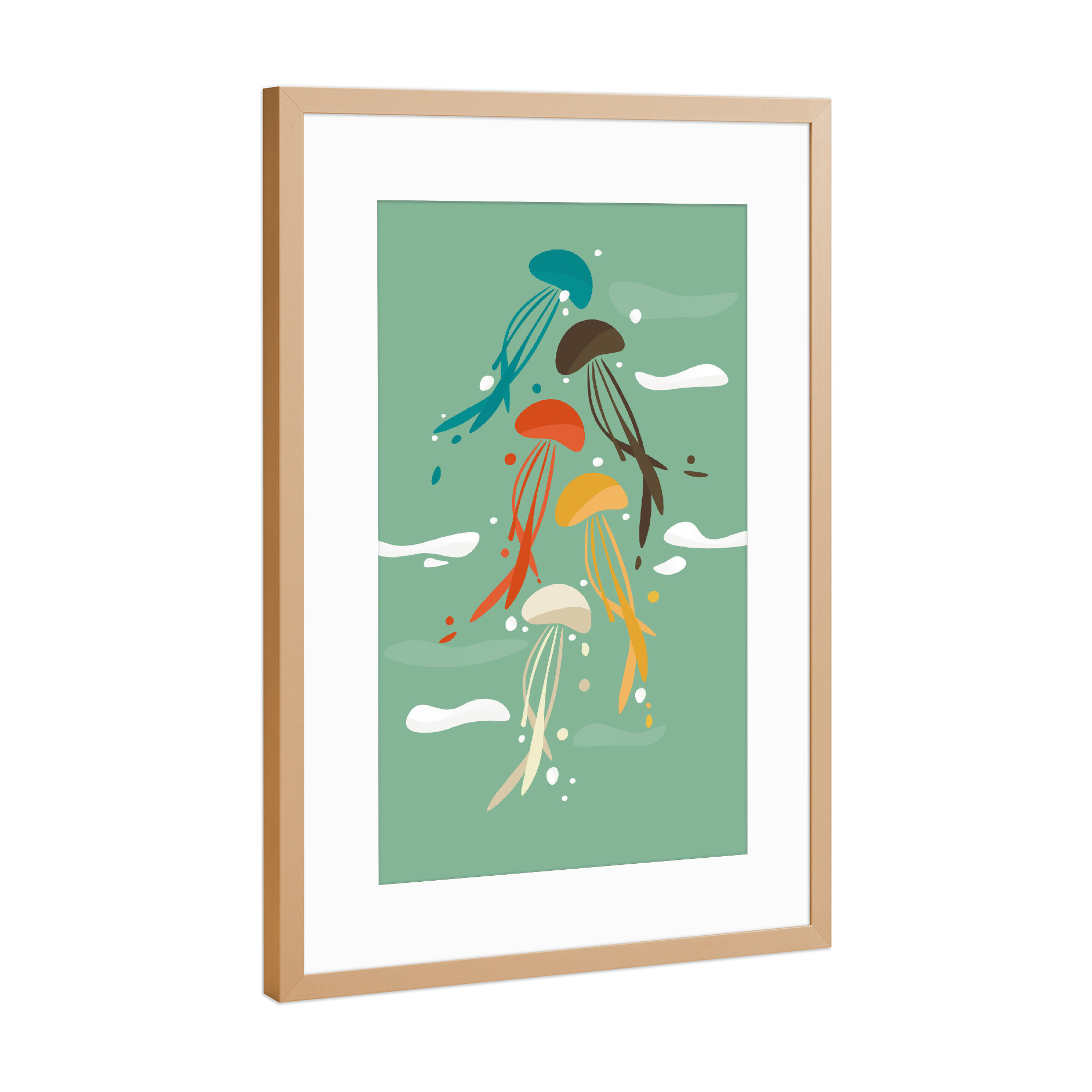 Poster mit Rahmen Kupfer "Jellyfish" artboxONE - Für Kinder,Tiere,Unterwasser