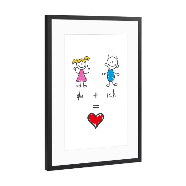 Poster mit Rahmen Schwarz (Metallic) "Du (Frau) & Ich (Mann)" artboxONE - Typografie,Menschen,Liebe