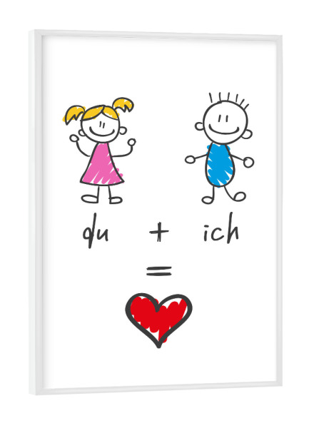 Poster mit weißem Rahmen "Du (Frau) & Ich (Mann)" artboxONE - Typografie,Menschen,Liebe