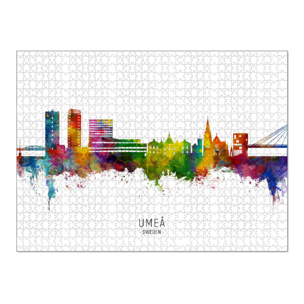 Puzzle Ravensburger "Umeå Sweden Skyline txt" artboxONE - Städte