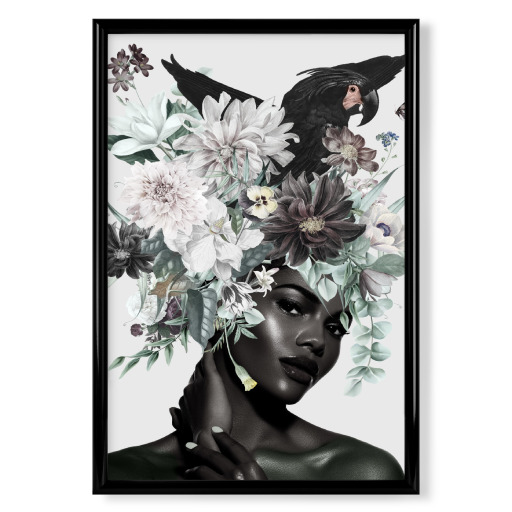 Floral Woman Black Birds