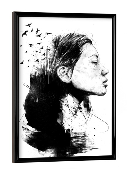 Poster mit schwarzem Rahmen "Open your mind" artboxONE - Tiere,Menschen,Schwarzweiß,Streetart