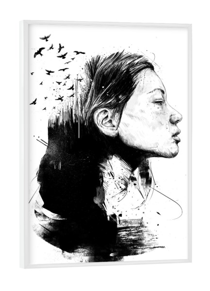 Poster mit weißem Rahmen "Open your mind" artboxONE - Tiere,Menschen,Schwarzweiß,Streetart