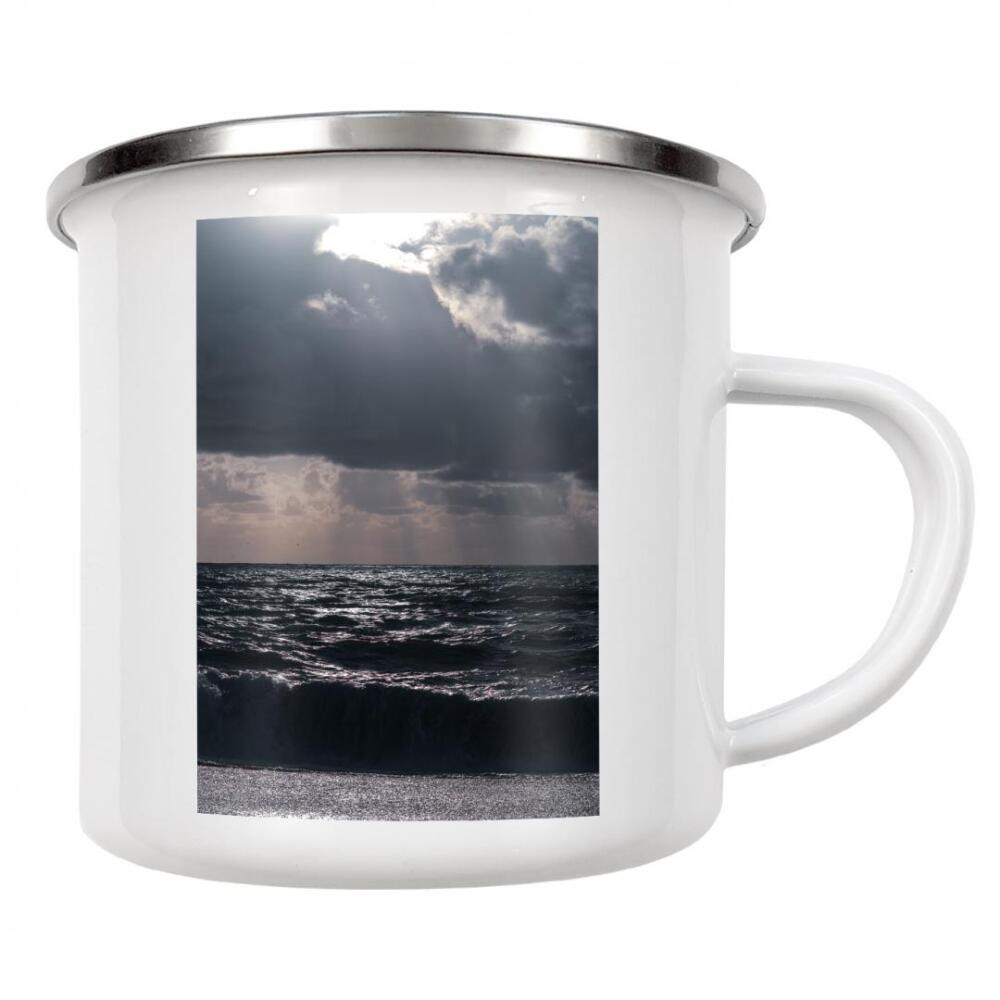 Emaille Tasse "Dunkle Wellen am Strand" artboxONE - Natur,Reise,Reise / Strand und Meer,Reise / Länder