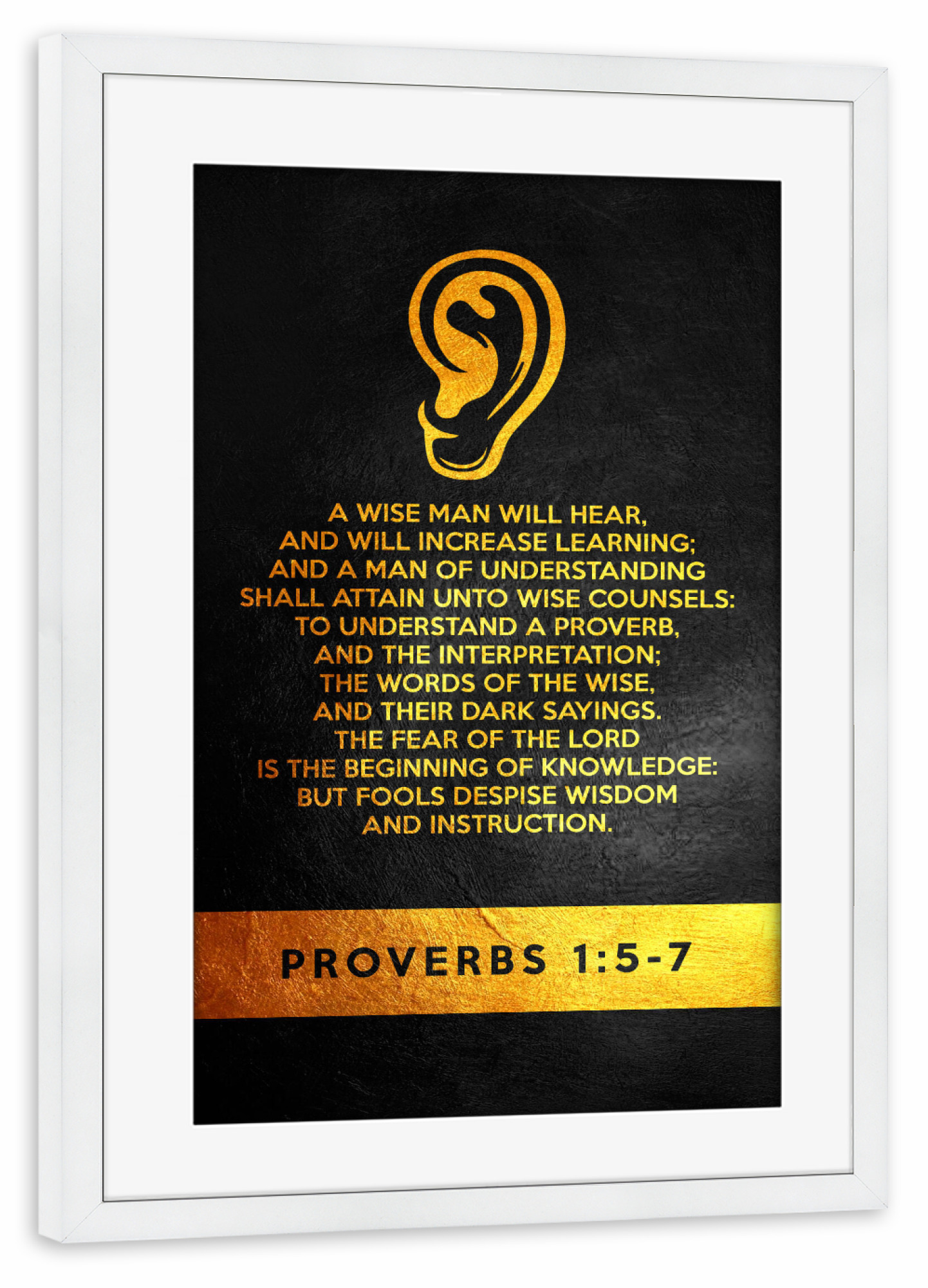 Poster mit Rahmen weiß "Proverbs 1:5-7" artboxONE - Typografie