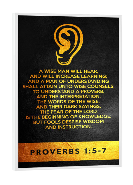 Poster mit weißem Rahmen "Proverbs 1:5-7" artboxONE - Typografie