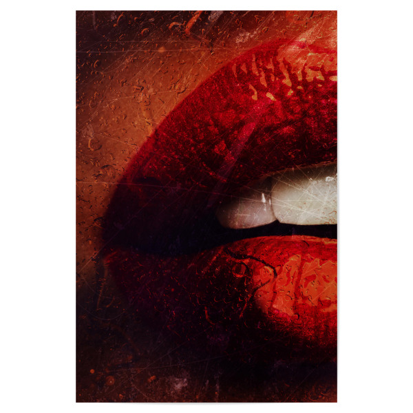 Poster "Rainy Days I Tas" artboxONE - Menschen - Mouth,Glamour,Red,Beauty,Redlips,Girl,Rot,Rain,Rainy,Regen,Fenster,Makeup,Mund,Lippen,Lips
