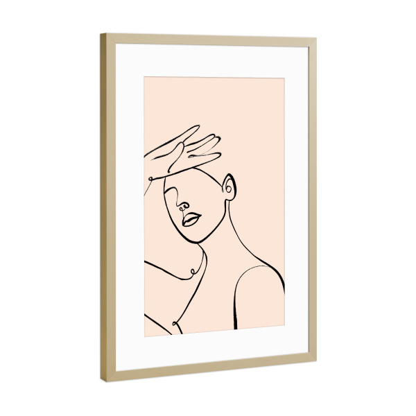 Poster mit Rahmen Gold "Worth The Wait lineart" artboxONE - Abstrakt,Menschen