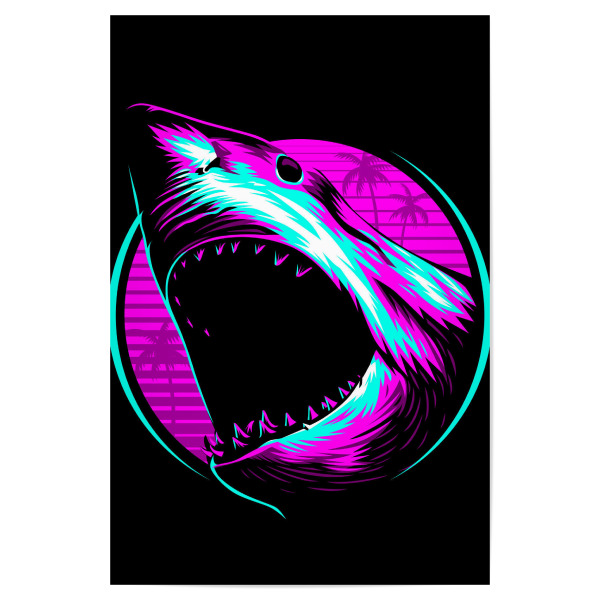 Poster 30x20 cm "Retro Shark" artboxONE - Tiere,Unterwasser - Shark,Retro,Vintage,Meg,Megalodon,Hai,Tier,Animal