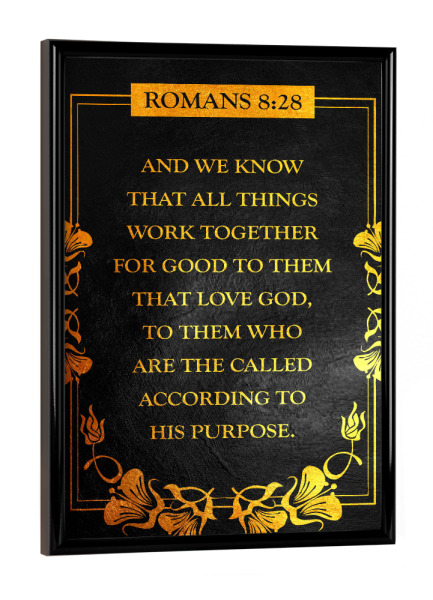 Poster mit schwarzem Rahmen "Romans 8:28" artboxONE - Typografie