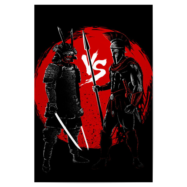 Poster "Samurai vs Spartan" artboxONE - Tiere,Comic - Gladiator,Spartan,Samurai,Warrior,Japan,Comic,Krieger,Kämfer
