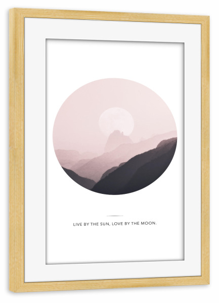 Poster mit Rahmen kiefer "Mond – Love by the moon" artboxONE - Typografie,Natur,Reise,Geometrie