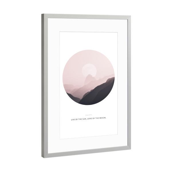 Poster mit Rahmen Silber "Mond – Love by the moon" artboxONE - Typografie,Natur,Reise,Geometrie